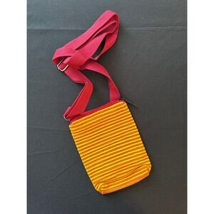 Origo Color Your Life Small Striped Woven Crossbody Bag Orange Red Yellow New